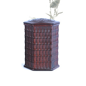 Mua Hộp đựng trà mini gỗ tử đàn kiểu lục giác chạm đốt trúc -TD09