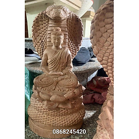 Mua Tượng thần rắn bảo vệ đức phật bằng gỗ hương đá kt cao 40cm