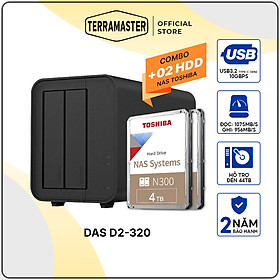 Mua Combo thiết bị lưu trữ DAS TerraMaster D2-320 kèm ổ cứng NAS Toshiba N300 24/7 Hàng chính hãng