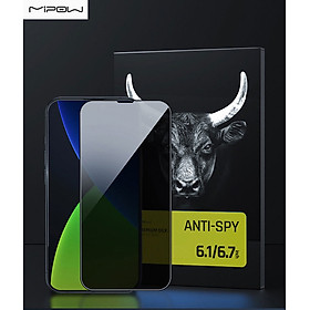 Miếng Kính Cường Lực Chống Nhìn Trộm cho iPhone 14 / 14 Plus / 14 Pro / 14 Pro Max Hiệu MIPOW KINGBULL ANTI-SPY PREMIUM SILK HD 2.7D Cao Cấp - Hàng Chính Hãng