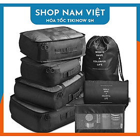 Bộ 7 Túi Đựng Đồ Du Lịch Phân Loại Ngăn Nắp Dành Cho Vali - Đen 2022