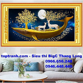 Mua Tranh thêu chữ thập con hươu vàng tài lộc HH2269 chưa thêu