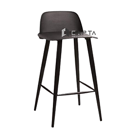 Ghế bar nhựa chân sắt màu đen CB NERD Nội thất Capta Ghế quầy pantry nhà hàng có lưng tựa thấp chân cố định cao 75 cm