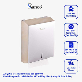 Hộp đựng giấy vệ sinh rút lớn chữ nhật, giấy công nghiệp RANCO gắn tường chất liệu inox chống gỉ sét bền đẹp – R08955