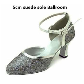 Đóng ngón chân salsa giày khiêu vũ phụ nữ giày nhảy Latin long lanh giày cao gót 5cm 6cm 7cm Ballroom Tango Dancing Shoes Color: 5CM Golden indoor Shoe Size: US3.5-FR34