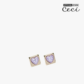 CECI - Khuyên tai nữ vuông phối hình trái tim độc đáo CC1-09000052