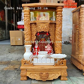 Mua COMBO Bộ bàn thờ thần tài ông địa gỗ gõ đỏ ngang 50 cm rất đẹp