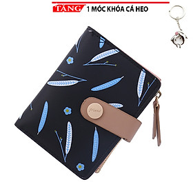 Ví nữ vuông ngắn tiện lợi nút bấm hình hoa cọ FL511 Tặng móc khóa cá heo