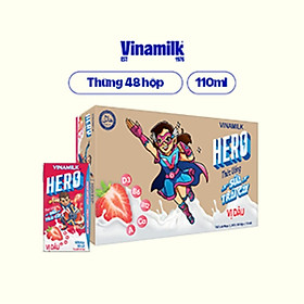 Thức uống sữa trái cây vị dâu Vinamilk Hero - Thùng 48 hộp 110ml
