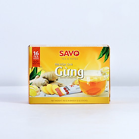 Trà SAVO Gừng Hòa Tan Instant ginger Tea - Hộp 16 gói x 12g