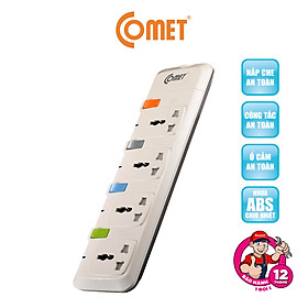 Ổ Cắm Điện Nối Dài Comet CESG2403 2500W Dây Dài 3m, 4 Lỗ 3 Chấu, 4 Công Tắc, Có Nắp Che Lỗ Cắm An Toàn