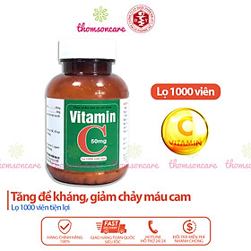 Vitamin C 50mg lọ 1000 viên nén - Bổ sung Vitamin C cho cơ thể, tăng cường sức đề kháng, giảm chảy máu cam