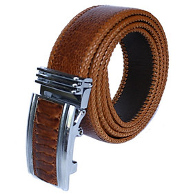 Dây nịt nam da đà điểu Huy Hoàng đan viền 4P màu vàng bò HT4466