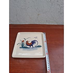 Mua Khay vuông gốm sứ hoạ tiết con gà trống 25 cm