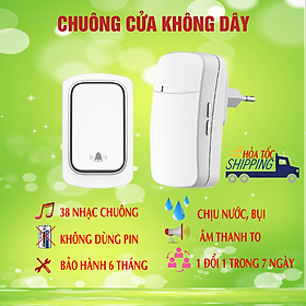 Chuông cửa không dây không dùng pin, ngoài trời chịu được nước, âm thanh to 3 mức, 38 nhạc chuông