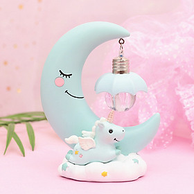 Mua Đèn ngủ dùng pin - Đèn trang trí - Đèn phòng bé - Đèn ngủ siêu dễ thương hình trăng Trăng và ngựa bay DP04