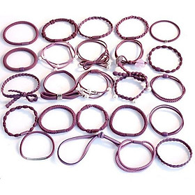 Combo 12 dây buộc tóc dễ thương màu tím - Có hộp