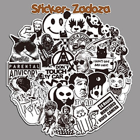 Mua Sticker BLACK and WHITE chống thấm nước trang trí mũ bảo hiểm  đàn  guitar  ukulele  điện thoại laptop