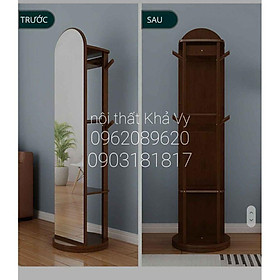 Mua ̂  Gương thông minh di động soi toàn thân  thân gỗ Xoay 360 độ  kèm móc treo đồ
