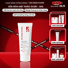 Sữa rửa mặt Sắc Ngọc Khang 50g giúp loại bỏ bụi bẩn và bã nhờn dư thừa, cung cấp các dưỡng chất cho da, giúp da trắng sáng, mịn màng