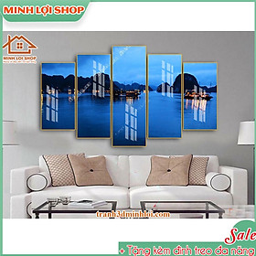 Tranh tráng gương pha lê PHONG CẢNH 5 tấm trang trí phòng khách hiện đại TẶNG KÈM ĐINH TREO 5T030