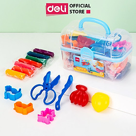 Bộ đất sét nặn 3D Deli 24 màu - Chất liệu an toàn cho trẻ nhỏ, màu sắc tươi sáng đa dạng, kèm phụ kiện khuôn nặn - 67825 - Xanh dương