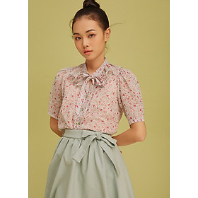 Áo croptop họa tiết cổ bèo MAYBI - Crop Tee Top