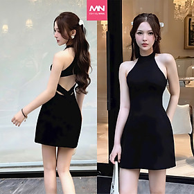 Đầm hở lưng dự tiệc MINA thiết kế cổ yếm dáng ngắn ôm body chất liệu Cotton Nhật - MN253