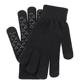 Găng tay nhiệt dệt kim Touch Màn hình đầy đủ Găng tay đàn ông Phụ nữ Găng tay ấm Găng tay chống trượt găng tay dày cho thể thao ngoài trời Color: Brown