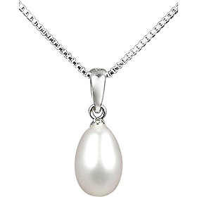 Mặt Dây Chuyền Ngọc Trai Trắng Ngà Khoen Bạc GEMBANK (Trắng Ngà) - Tặng Kèm Dây Đeo Da