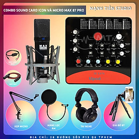 Mua Combo thu âm  livestream Micro Max 87-Pro-II 2022  Sound card Icon Upod Pro - Kèm full phụ kiện kẹp micro  màng lọc  tai nghe  giá đỡ ĐT  dây canon  dây ma2 - Hỗ trợ thu âm  karaoke online chuyên nghiệp - Hàng nhập khẩu