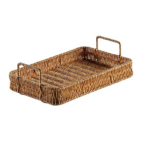 Hand Woven Fruit Serving Tray Snack Bread Trays Organizer for Coffee Table