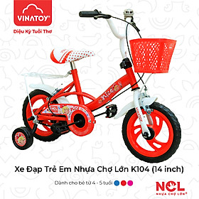 Xe Đạp Trẻ Em Nhựa Chợ Lớn 14 inch K104 Dành Cho Bé Từ 4 - 5 tuổi - M1799-X2B - Đỏ
