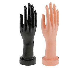 2 Pieces Female Mannequin Hand for Jewelry Glove Display Black + Skin Color