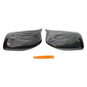 2 Pieces Side Mirror Rear View Covers Caps for BMW E60 5 Series 2004-2007