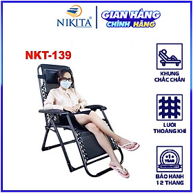 Ghế Xếp Thư Giãn NKT-139 - Vải Textilene Siêu Bền Siêu Chịu Lực - Khung Sắt Sơn Tĩnh Điện - Chính Hãng NIKITA