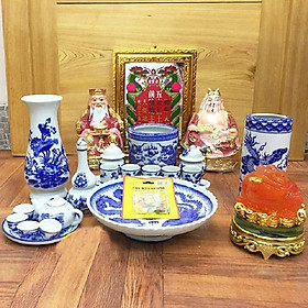Mua Trọn bộ thờ Thần Tài cơ bản men lam 15 món
