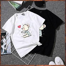 Áo thun unisex form rộng in hình chú gấu biết yêu