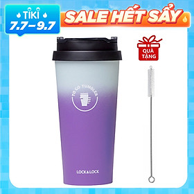 Ly Giữ Nhiệt Lock&Lock Clip Tumbler LHC4151 (540ml) - Hàng Chính Hãng, Bằng Thép Không Gỉ Inox 304, Kèm Ống Hút Nhựa Dùng Được Nhiều Lần, Nắp Vặn Chặt - Tặng Cọ Rửa Ống Hút