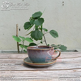 Ly tách sứ uống cafe capuchino dung tích 220ml gốm sứ Bát Tràng men hỏa biến hồng tuyết