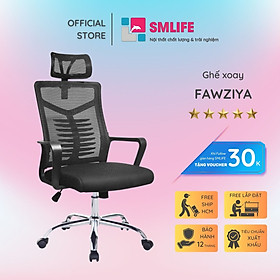 Ghế xoay nhân viên bọc lưới có tựa đầu SMLIFE Fawziya