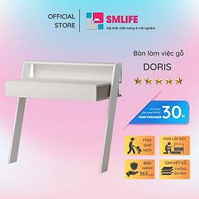 Bàn gỗ làm việc hiện đại SMLIFE Doris  | Gỗ MDF dày 17mm chống ẩm | D94xR50xC90cm - Màu Late + Trắng