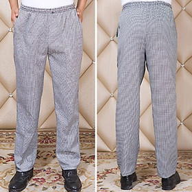 2pcs Chef Working Pants Elastic Cook Work Trousers XXL Stripe + Houndstooth Baggy style with elastic and drawstring waist