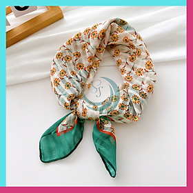 [CHỌN MẪU]- Khăn choàng cổ vuông 55x55cm chất liệu cotton lanh mềm mại in họa tiết hoa phối màu- Khăn vuông bandanas cotton