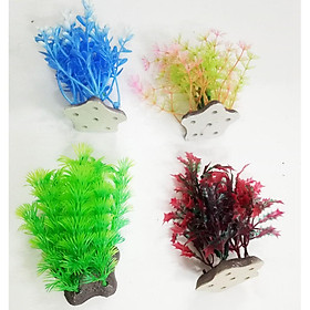 Bộ 4 Cây Trang Trí Bể Cá Size Nhỏ (Khoảng 10cm x 7cm Mỗi Cây) - Đồ Trang Trí Hồ Cá
