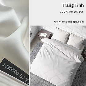 Bộ Chăn Ga Gối 4 Món Lụa Tencel Size 1m6 x 2m Trơn Nhiều Màu À Ơi Concept cao cấp Hàn Quốc