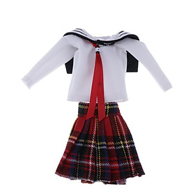 Doll School Uniform T-shirt Skirt for 1/6 BJD Doll Casual Outfit