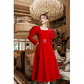 Đầm Nhung Nữ Tay Bồng MY WAY Dự Tiệc Kèm Đai Sang Trọng 9md0612
