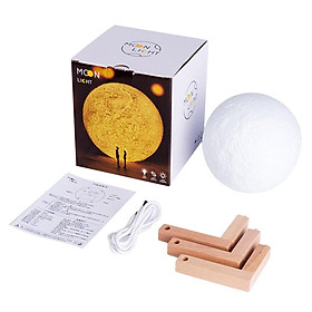 3D Printed Pure Version Of 3D Moon Creative Desk Lamp
