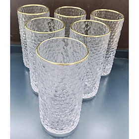 BỘ 6 CỐC THỦY TINH CHỊU NHIỆT 350 ml CRYSTAN DÁNG CAO VIỀN VÀNG - ANTH414